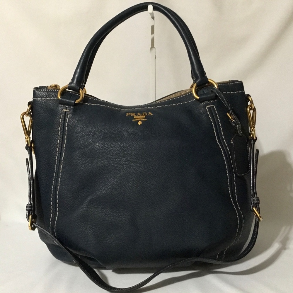 Authentic Prada Tote Leather  Bag  Convertible Bag